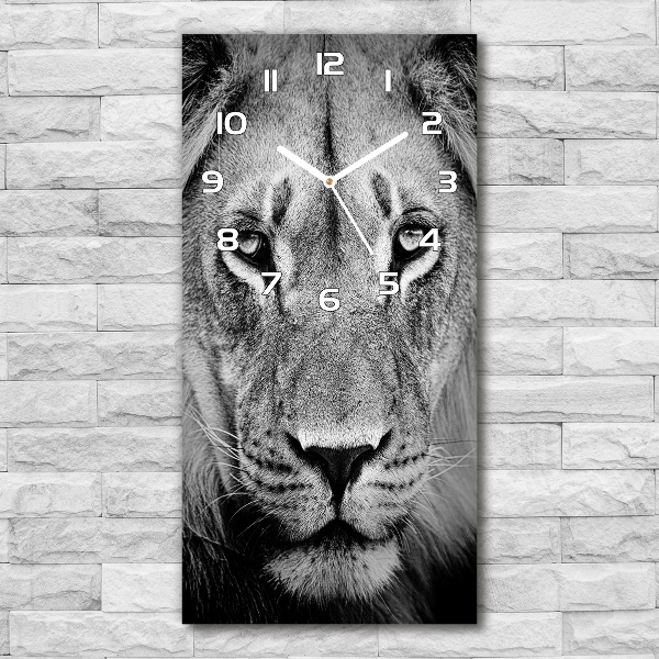 Vertical wall clock Portrait of a lion