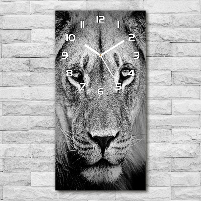 Vertical wall clock Portrait of a lion