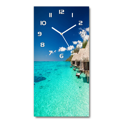 Vertical rectangular wall clock Tropical island