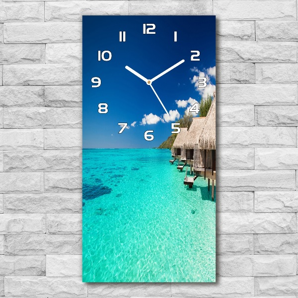 Vertical rectangular wall clock Tropical island