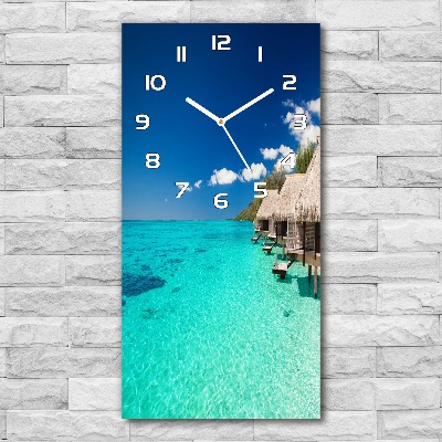 Vertical rectangular wall clock Tropical island