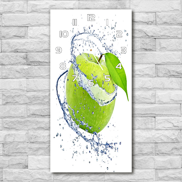 Vertical wall clock Green apples