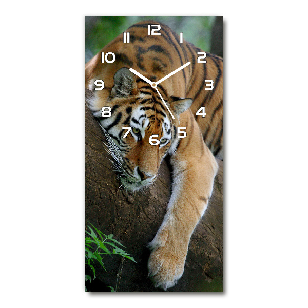 Vertical wall clock Tiger on a tree