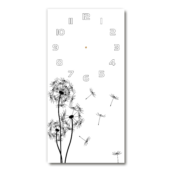 Modern vertical wall clock dandelions