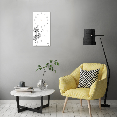 Modern vertical wall clock dandelions