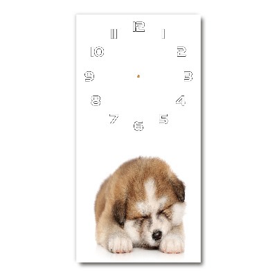 Modern vertical wall clock Akita puppy