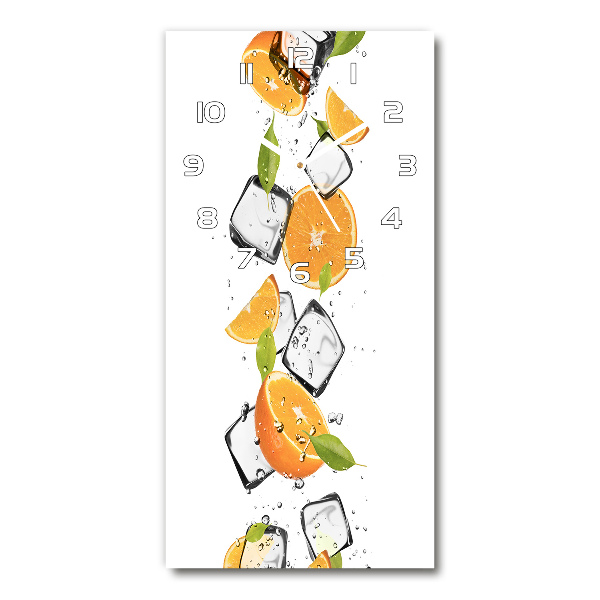 Modern vertical wall clock Oranges and ice