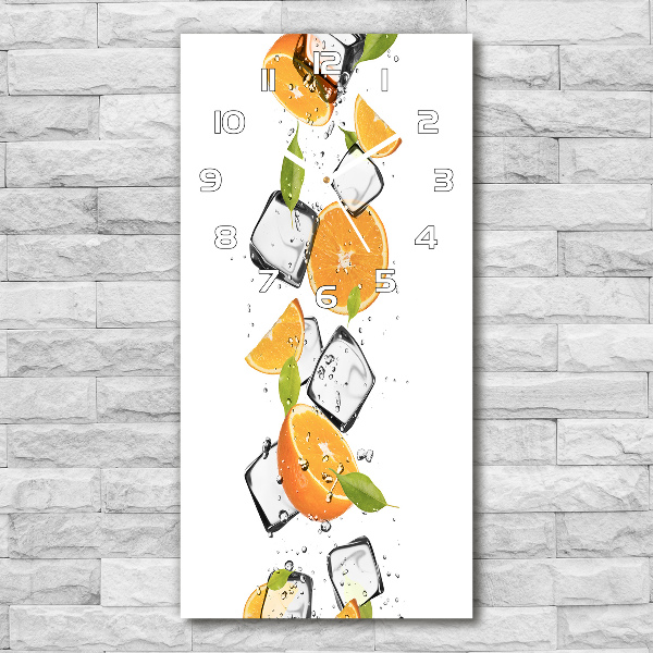 Modern vertical wall clock Oranges and ice