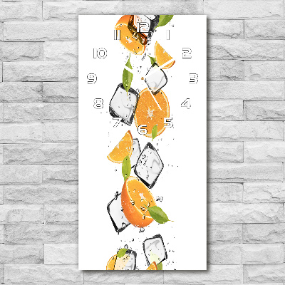 Modern vertical wall clock Oranges and ice