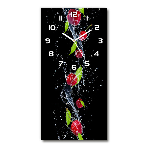 Modern vertical wall clock Cherries