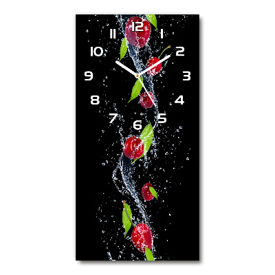 Modern vertical wall clock Cherries