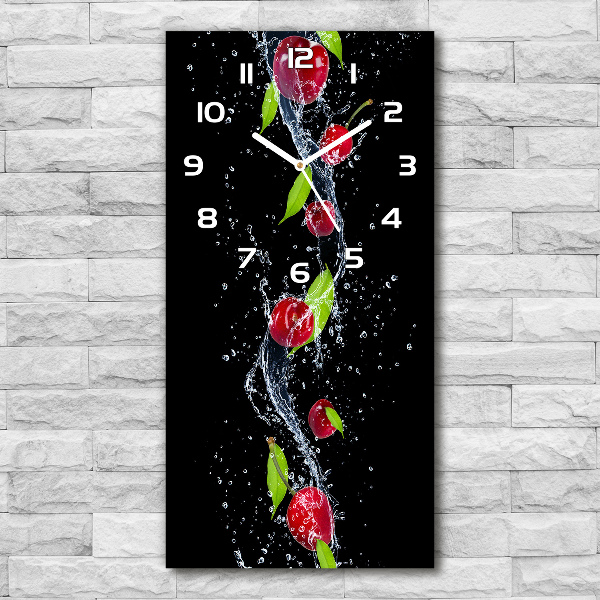 Modern vertical wall clock Cherries