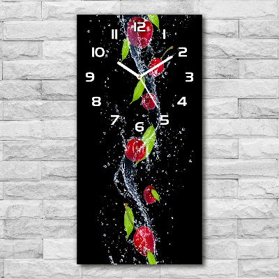 Modern vertical wall clock Cherries