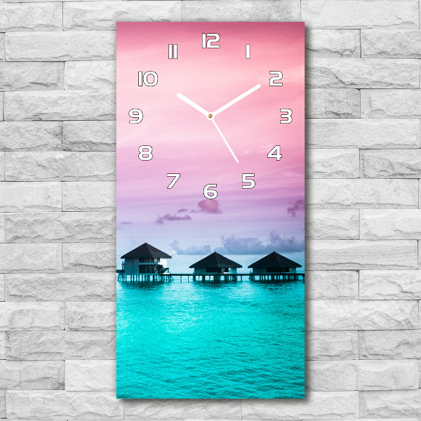 Modern vertical wall clock Bungalowy on the water