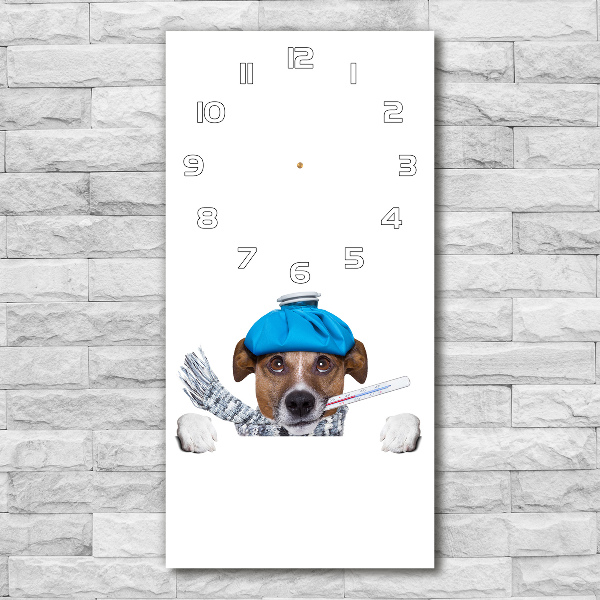 Vertical wall clock Sick dog