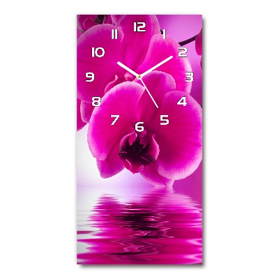 Vertical rectangular wall clock Pink orchid