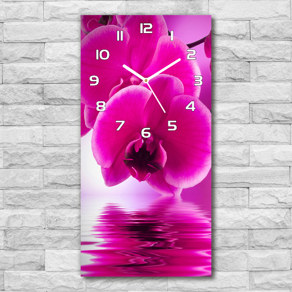 Vertical rectangular wall clock Pink orchid