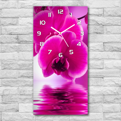 Vertical rectangular wall clock Pink orchid