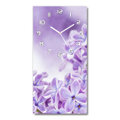 Modern vertical wall clock Lilac flowers