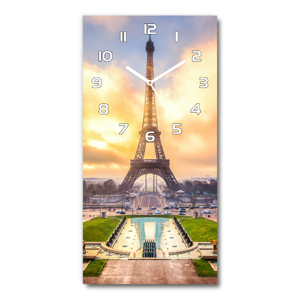 Vertical rectangular wall clock Eiffel Paris tower