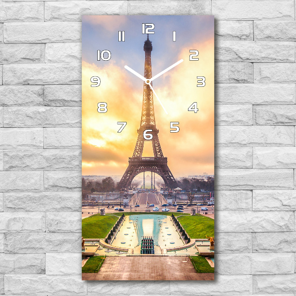 Vertical rectangular wall clock Eiffel Paris tower