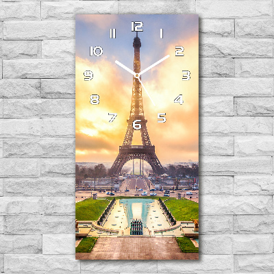 Vertical rectangular wall clock Eiffel Paris tower