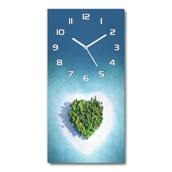 Vertical rectangular wall clock Beach shape of the heart