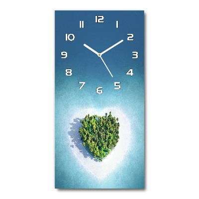 Vertical rectangular wall clock Beach shape of the heart