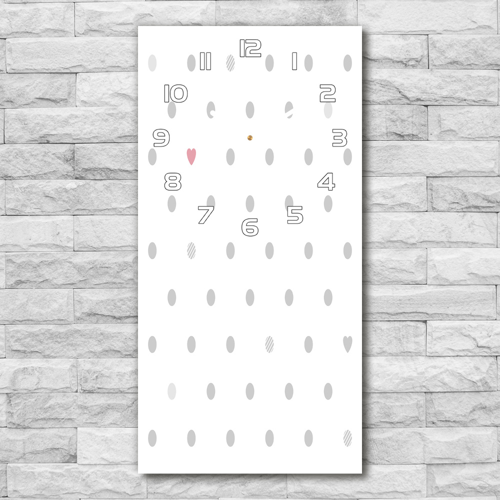 Vertical wall clock Dots and hearts