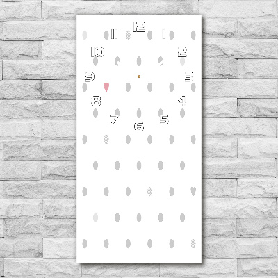 Vertical wall clock Dots and hearts