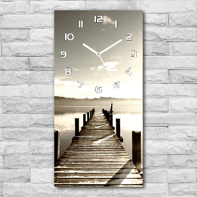 Vertical rectangular wall clock Wooden pier