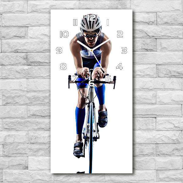 Vertical rectangular wall clock Cyclist