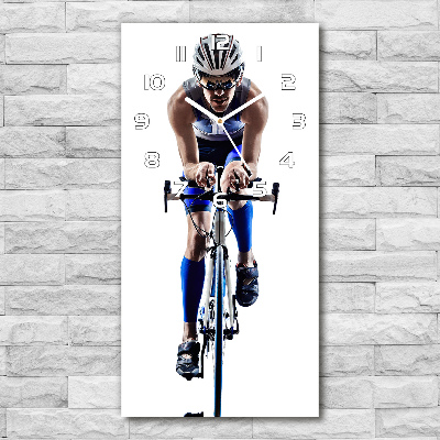 Vertical rectangular wall clock Cyclist