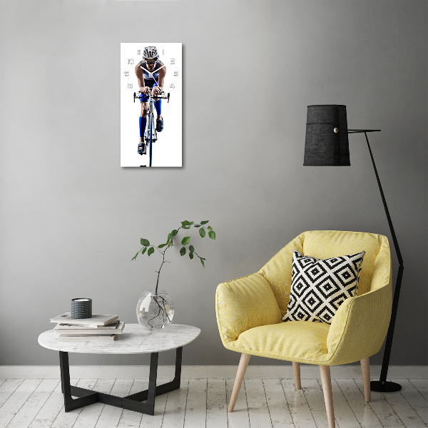 Vertical rectangular wall clock Cyclist