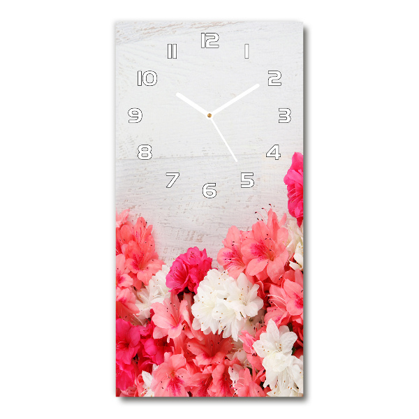 Modern vertical wall clock Flowers on wood