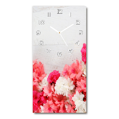 Modern vertical wall clock Flowers on wood