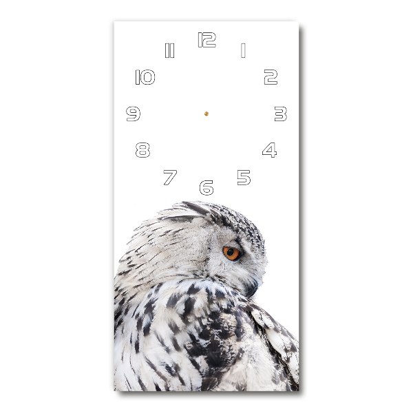 Vertical rectangular wall clock White owl