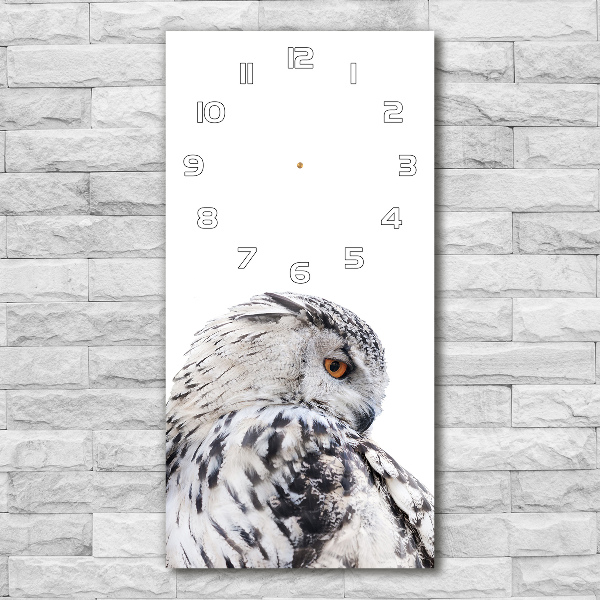 Vertical rectangular wall clock White owl