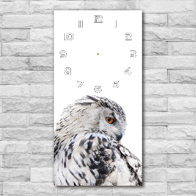 Vertical rectangular wall clock White owl