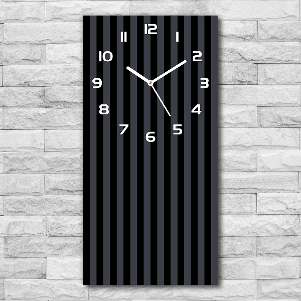 Vertical wall clock Black and gray stripes