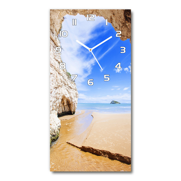 Vertical rectangular wall clock Cave by the sea