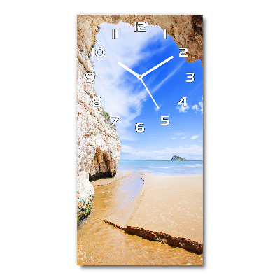 Vertical rectangular wall clock Cave by the sea