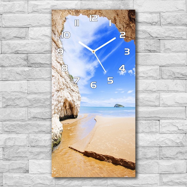 Vertical rectangular wall clock Cave by the sea