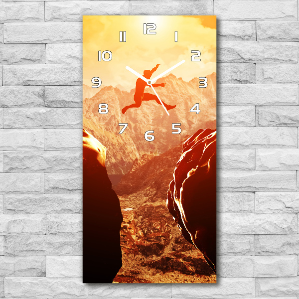 Vertical rectangular wall clock Jump over the abyss