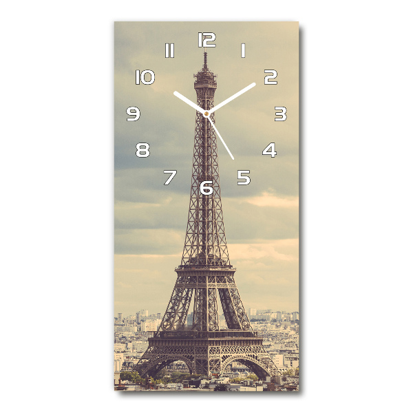 Vertical wall clock Eiffel Paris tower