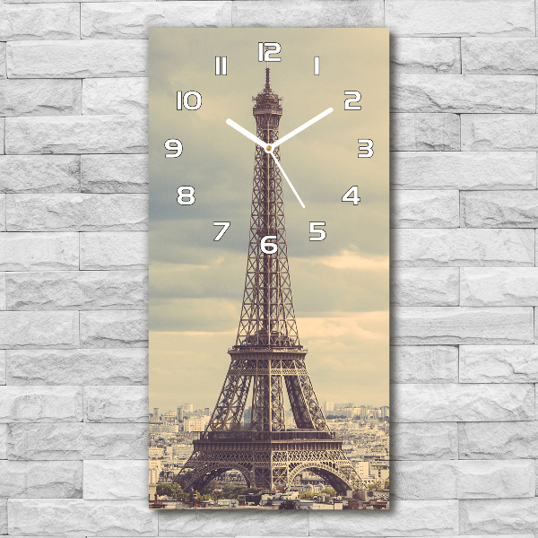 Vertical wall clock Eiffel Paris tower