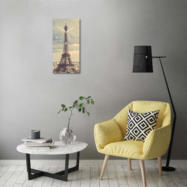 Vertical wall clock Eiffel Paris tower