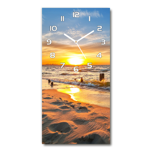 Vertical rectangular wall clock Sunset sea