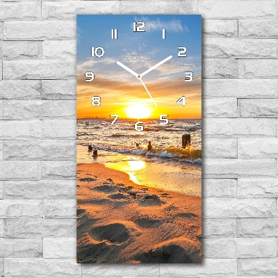 Vertical rectangular wall clock Sunset sea