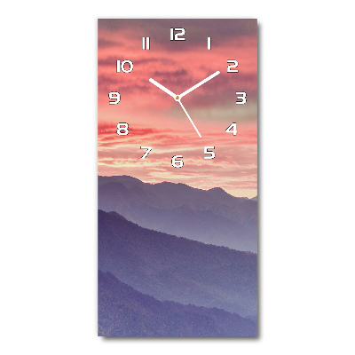 Vertical wall clock Fog over the mountains